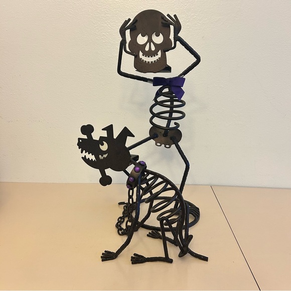 Vintage PartyLite Halloween Skeleton Mr. Bones Sticks Dog Votive Holders - Picture 11 of 11